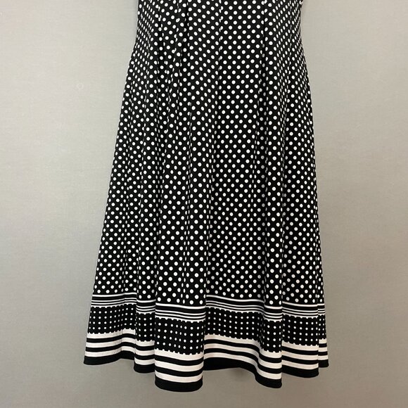 Max Studio Dress Polka Dot Black White Fit and Flare Sleeveless Sz Small A-Line - Picture 5 of 13
